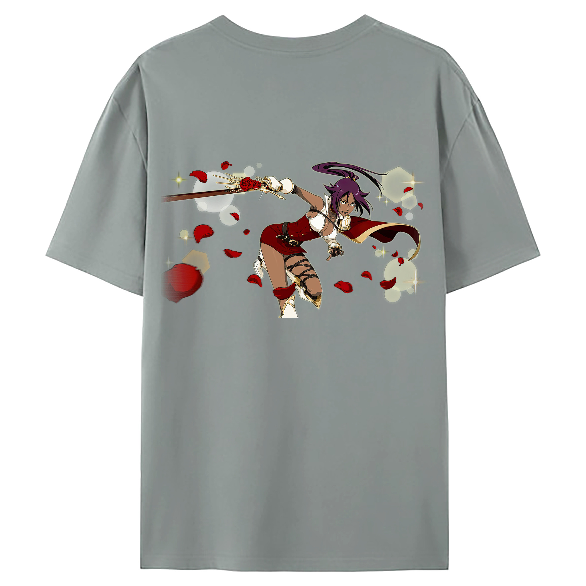 （画像用） ブリーチ 四楓院 夜一（しほういん よるいち） BLEACH Shihouin Yoruichi 綿100％ メンズ半袖Tシャツ（バックプリント） 通気性
